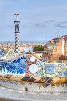 Spain, Catalonia, Barcelona, Park Guell Terrace Fine Art Print