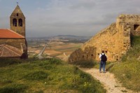 Backpacking at Iglesia Parroquial de Santa Maria la Mayor Church, La Rioja, Spain Fine Art Print