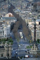 Christopher Columbus Statue on La Rambla, Barcelona, Spain Fine Art Print