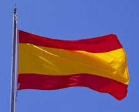 Spanish Flag, Barcelona, Spain Fine Art Print