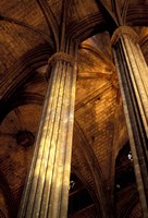 Columns and Ceiling of St Eulalia Cathedral, Barcelona, Spain Fine Art Print