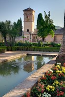 The Generalife Gardens in the Alhambra grounds, Granada, Spain Fine Art Print