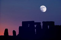 England, Salisbury Plain, Stonehenge Moon Fine Art Print