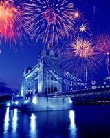 Fireworks over the Tower Bridge, London, Great Britain, UK Fine Art Print