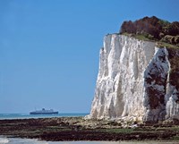 England, County Kent, White Cliffs of Dover, Ship Fine Art Print