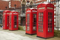 Phone boxes, Royal Courts of Justice, London, England Fine Art Print