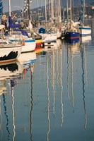 Sailboat Reflections, Southern Harbor, Lesvos, Mithymna, Northeastern Aegean Islands, Greece by Walter Bibikow - various sizes