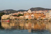 Waterfront View of Southern Harbor, Lesvos, Mithymna, Northeastern Aegean Islands, Greece Fine Art Print