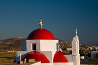 Greece, Mykonos, Red Dome Church Chapels Fine Art Print