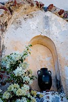 Pottery and Flowering Vine, Oia, Santorini, Greece Fine Art Print