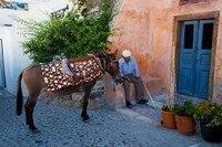 Resting Elderly Gentleman, Oia, Santorini, Greece Fine Art Print