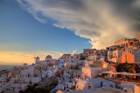 Greece, Santorini, Oia, Colorful Buildings Fine Art Print