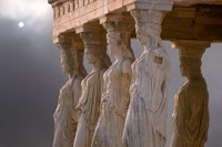 Greek Columns and Greek Carvings of Women, Temple of Zeus, Athens, Greece Fine Art Print