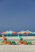 Greece, Crete, Hania, Elafonisi Beach Umbrellas Fine Art Print