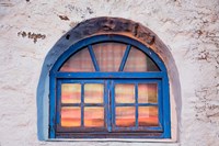 Window with sunset reflection, Mykonos, Greece Fine Art Print