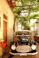 Old Automobile Sedan, Kardamyli, Messina, Peloponnese, Greece Fine Art Print