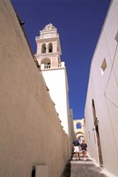 Couple Walking Down Steps, Santorini, Greece Fine Art Print