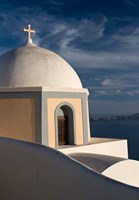 Church Dome Against Sky, Santorini, Greece Fine Art Print
