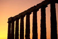 Temple of Poseidon Columns at Sunset, Cape Sounion, Attica, Greece Fine Art Print