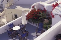 Patio of Hotel Between Fira and Imerovigli, Greece Fine Art Print