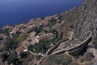 View from Upper to Lower Village, Monemvasia, Greece Fine Art Print