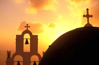 Kimisis Theotokov Church at Sunset, Thira, Santorini, Cyclades Islands, Greece Fine Art Print