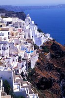 White Buildings in Oia Santorini, Athens, Greece Fine Art Print