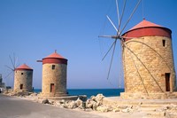 Old Windmills of Rhodes, Greece Fine Art Print
