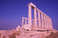 Ruins on Cliff in Cape Sounion, Poseidon, Greece Fine Art Print