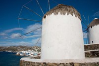 Greece, Cyclades, Mykonos, Hora Cycladic windmill in 'Little Venice' Fine Art Print