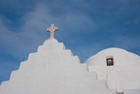 Greece, Cyclades, Mykonos, Hora Typical church rooftop Fine Art Print