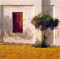 Greece, Mykonos, Fishing village, Nets Drying Fine Art Print