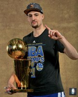 Klay Thompson with the NBA Championship Trophy Game 6 of the 2015 NBA Finals Fine Art Print