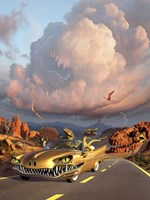 Two Velociraptors in  a Prehistoric Landscape Fine Art Print