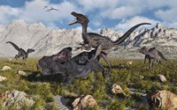 A Pack of Velociraptors Framed Print