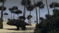 Triceratops Roaming in a Riverbed Fine Art Print