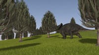 Triceratops Walking across a Grassy Field 2 Fine Art Print