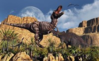 Confrontation between Tyrannosaurus Rex and Triceratops Fine Art Print