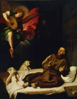 Saint Francis Vision of a Musical Angel Fine Art Print