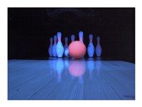 Bowling ball with bowling pins Fine Art Print