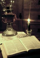 Bible & Lamp Framed Print
