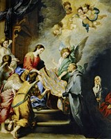 The Descent of Virgin Mary to Reward the Writing of Saint Ildefonso of Toledo Fine Art Print