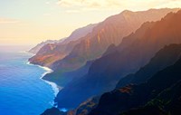 Mountain range at sunrise, Na Pali Coast, Kauai, Hawaii, USA Fine Art Print
