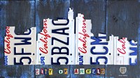 Los Angeles Skyline License Plate Art Framed Print