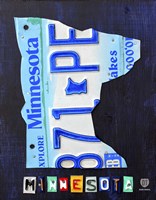 Minnesota License Plate Map Fine Art Print