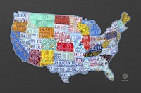 Massive Usa License Plate Map Fine Art Print