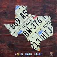 Texas License Plate Map Large Fine Art Print