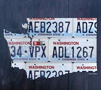 Washington License Plate Map Fine Art Print
