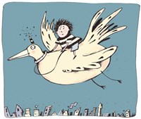 Boy On Bird Fine Art Print