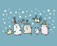 Christmas Creatures Blue Fine Art Print